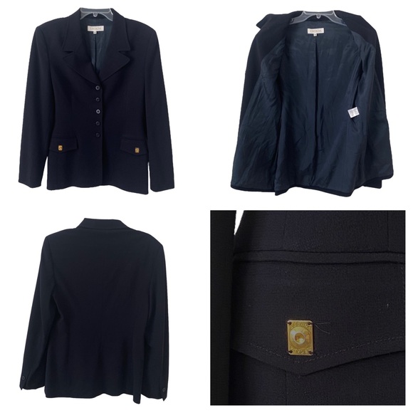 ESCADA wool navy black blazer jacket sz 38 - business casual - formal - stretchy - Picture 7 of 13